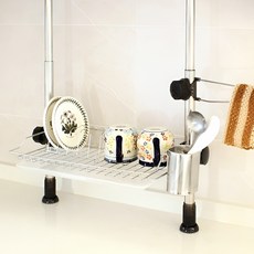 FIRSTLIVING 不鏽鋼立柱式水槽碗盤瀝水架 400, 1個, 銀色, 1層