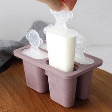 粉彩矽膠雪酪4格模具, 1組, 深粉色