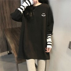 여성용 미드나잇코코 스마일 라인 긴팔 티셔츠 B237WF03137