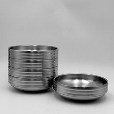 全緞面不鏽鋼三線雙層小菜碗 5號, 銀色, 5個