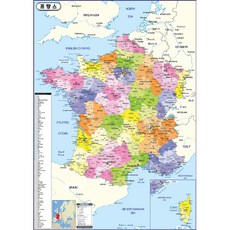 地圖.com 行政塗層型法國地圖 78 x 110 cm, 1個