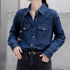 Murielle 女款前口袋重點牛仔丹寧襯衫