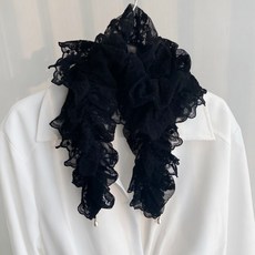 BABISOO 珍珠綴飾蕾絲亞麻圍巾