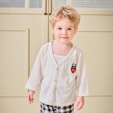 mollimelli 男童款愛心熊貓亞麻開襟衫