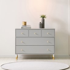 가구의정석 디올 와이드B 서랍장 방문설치, 그레이, 5단