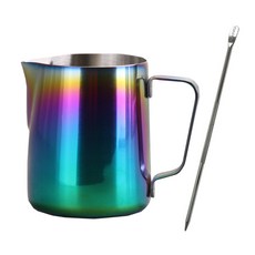 拿鐵拉花彩虹拉花鋼杯 350ml + JJ 拉花筆組, 混合色, 1套