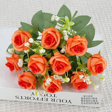 원더나인 조화 장미 꽃다발 10p, 04자몽오렌지, 1개