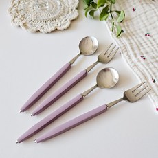 Bogen 可愛茶匙 2入 + 茶叉 2入 組 緞面 + 深粉紅色, 緞面茶匙 2入 + 茶叉 2入, 1套