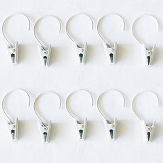 15Φ桿用窗簾環 掛鉤型夾子 20 x 42mm, 白色, 30個