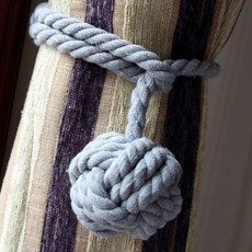 日常湯匙繩子窗簾裝飾, 灰色的, 2個