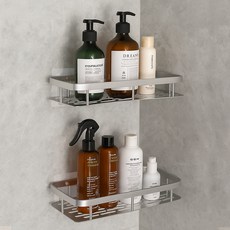 Nature Living Bassum 免鑽孔固定式浴室一字型層架, 單一顏色, 2個