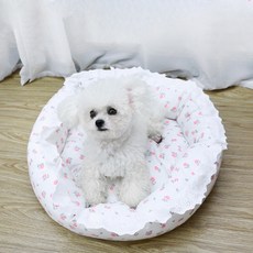 PASTEL PET 寵物圖案蕾絲圓形坐墊, 1個, 玫瑰