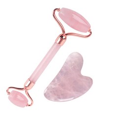 雙頭按摩滾輪+心形刮痧板, 1個, 粉色的