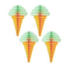 마켓감성 아이스크림 벌집 꽃 종이 장식 4p, 민트