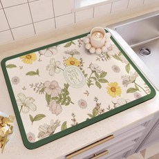 여신 미끄럼 방지 규조토 주방 고급 흡수 속건 식탁매트, 스타일17, 2개, 30 x 50 cm