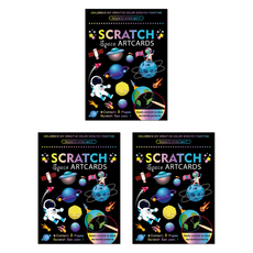 TUCO.B 刮刮畫紙卡 3入, 宇宙探險, 隨機出貨(附專用筆)