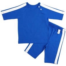 Maykids 童款寬線條40支棉7分袖衣褲套裝