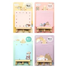 Pinkfoot 印花畫架便利貼 4入, 粉色、藍色、紫色、黃色, 1組