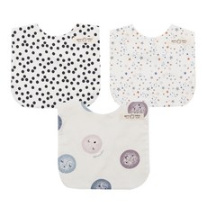 꿈꾸는두부 면 사각 턱받이 3종 세트, B세트(블랙버블, 컬러풀스타, 몰랑몰랑화이트), 3개