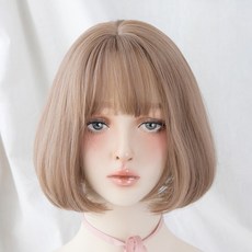 여자 단발 전체가발 30cm, 코토리베이지, 1개