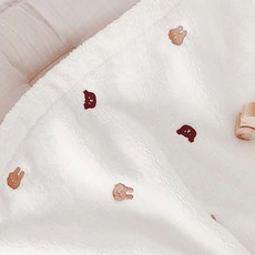 Malolotte 兒童款刺繡絨毛超細纖維毯, 兔子熊