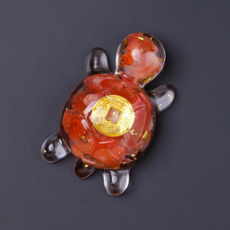 微笑可愛室內裝飾招財烏龜裝飾品冰箱磁鐵 2入, 橘色