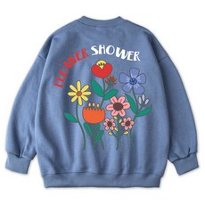 VENHIT 青少年款Flower Shower寬鬆棉質雙面布大學T