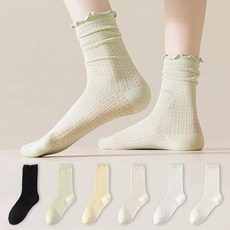 Si Ner socks 女款粉彩色蕾絲網紗透膚襪 6雙