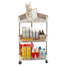 小麥購物 浴室移動落地式 3層置物推車 三角形款 L912, 1個, 透明色