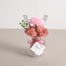 플라워트리 비누꽃 푸딩 카네이션 글라스 세트, 핑크, 1개