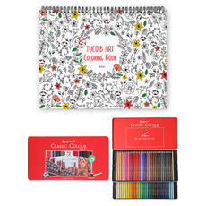 藝術著色本 花卉春天 隨機出貨 + 喬爾喬內三角油性色鉛筆 72色