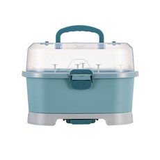 撞色防水奶瓶瀝水盒, 01 藍色