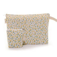 semoms 兩面防水尿布袋+迷你收納包組, 黃色小花款