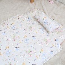 EziBaby 水洗純棉絎縫超細纖維午睡被毯套組, 可愛花園