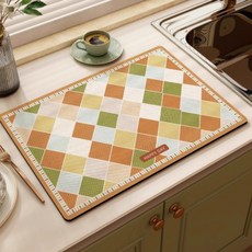 여신 미끄럼 방지 규조토 주방 고급 흡수 속건 식탁매트, 스타일21, 2개, 30 x 50 cm