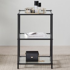 Tres Belle 鐵製玻璃模組層架 透明 E4040, 黑色