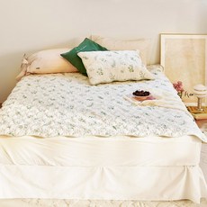 PRIELLE 花朵圖案床墊+枕頭套, 綠色