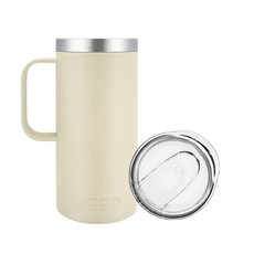 KEEP CAMPING 手把保溫杯, 473ml, 乳白色