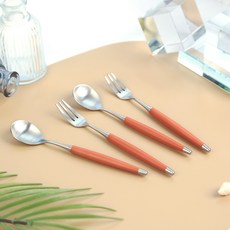 Bogen 韓國產Lebien Satin茶匙+叉子 2人組 胡蘿蔔, 1組, 2p 茶匙 + 2p 茶叉