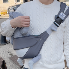 babysopoong 孩童單肩斜抱腰凳揹巾 基本版, 炭灰色