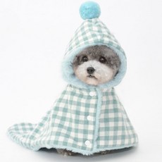 PASTEL PET 格紋圖案寵物鈴鐺斗篷, 綠色, 1個