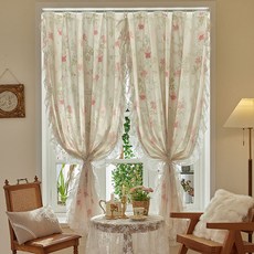 G&Y 法式花卉豐富蕾絲雙層窗簾, 兔子