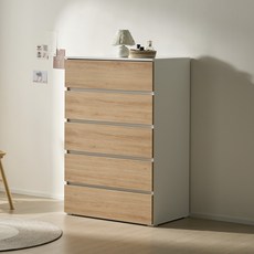 베이지메이트 리네아 5단 서랍장 800 방문설치, 오크화이트, 5개