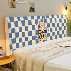 마켓A 체크 동물 침대헤드커버, CTZ2311