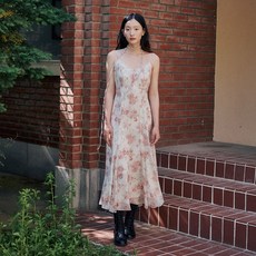 oh L FLOWER LACE RIBBON SLIP DRESS, 奶油色