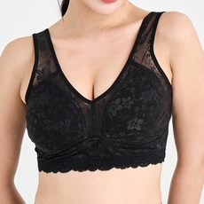 LOVELYON 人造絲無鋼圈花朵蕾絲運動內衣 AJ6