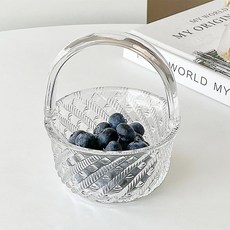 프렌치마르스 손잡이 유리 바구니 다용도 스낵접시 라운드 FM236, 1개