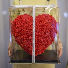 愛心玫瑰LED娃娃人造花束+硬殼, 紅色