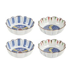 波浪花邊湯碗, 1套, 混合顏色