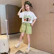 스타빈 여아용 드링크반팔 + 빅포켓 반바지 세트